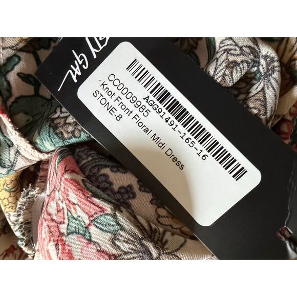 Nasty Gal Knot front Floral Midi Dress sz 8 - Picture 5 of 6